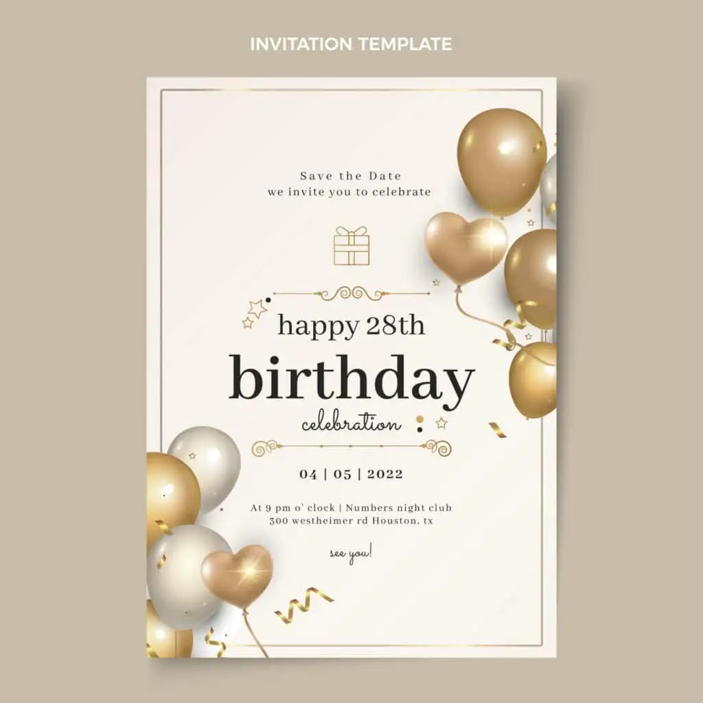 carte d'invitation anniversaire avec ballon