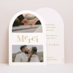 carte avec photo et merci doré