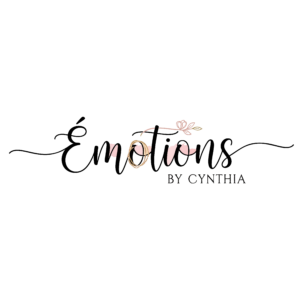 emotions by cynthia logo avec fond transparent et des touche de rose